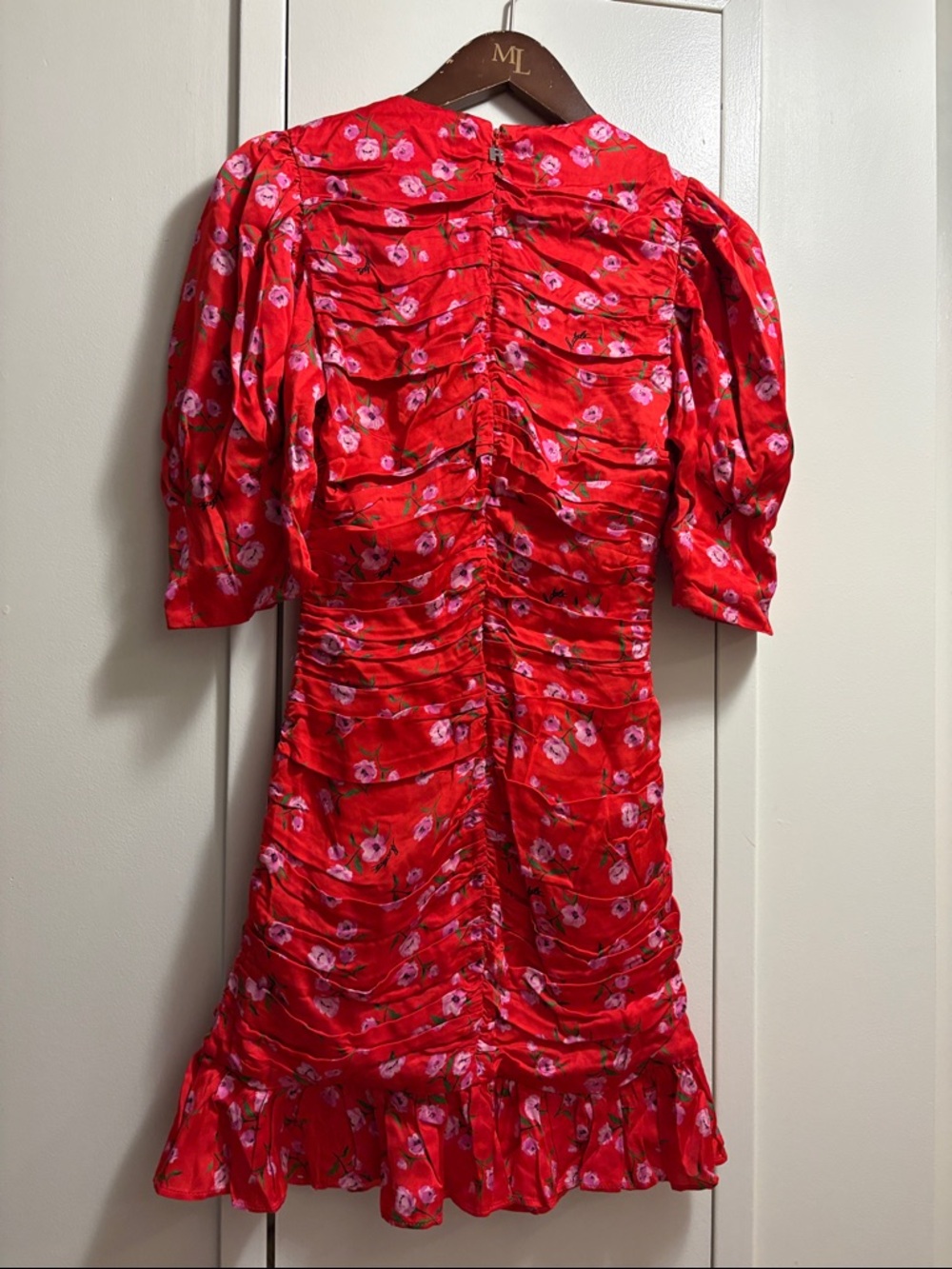 Rotate Red Floral Ruched Mini Dress - Picture 4 of 16